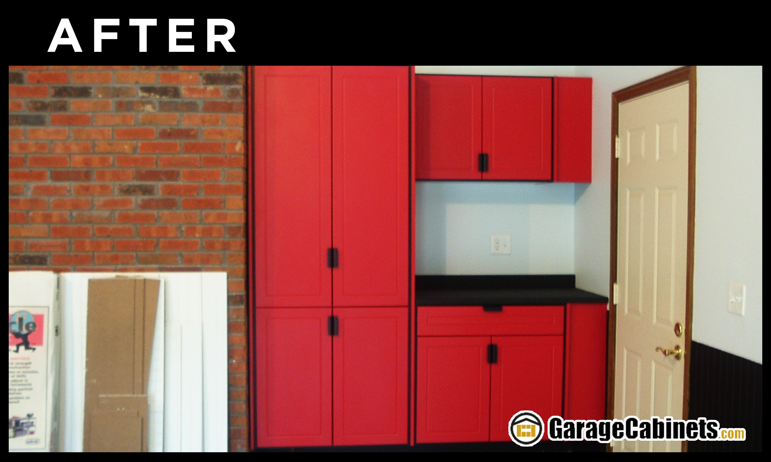 Tall Cabinets Organize The Garage Total organization in this new garage makeover after photo.