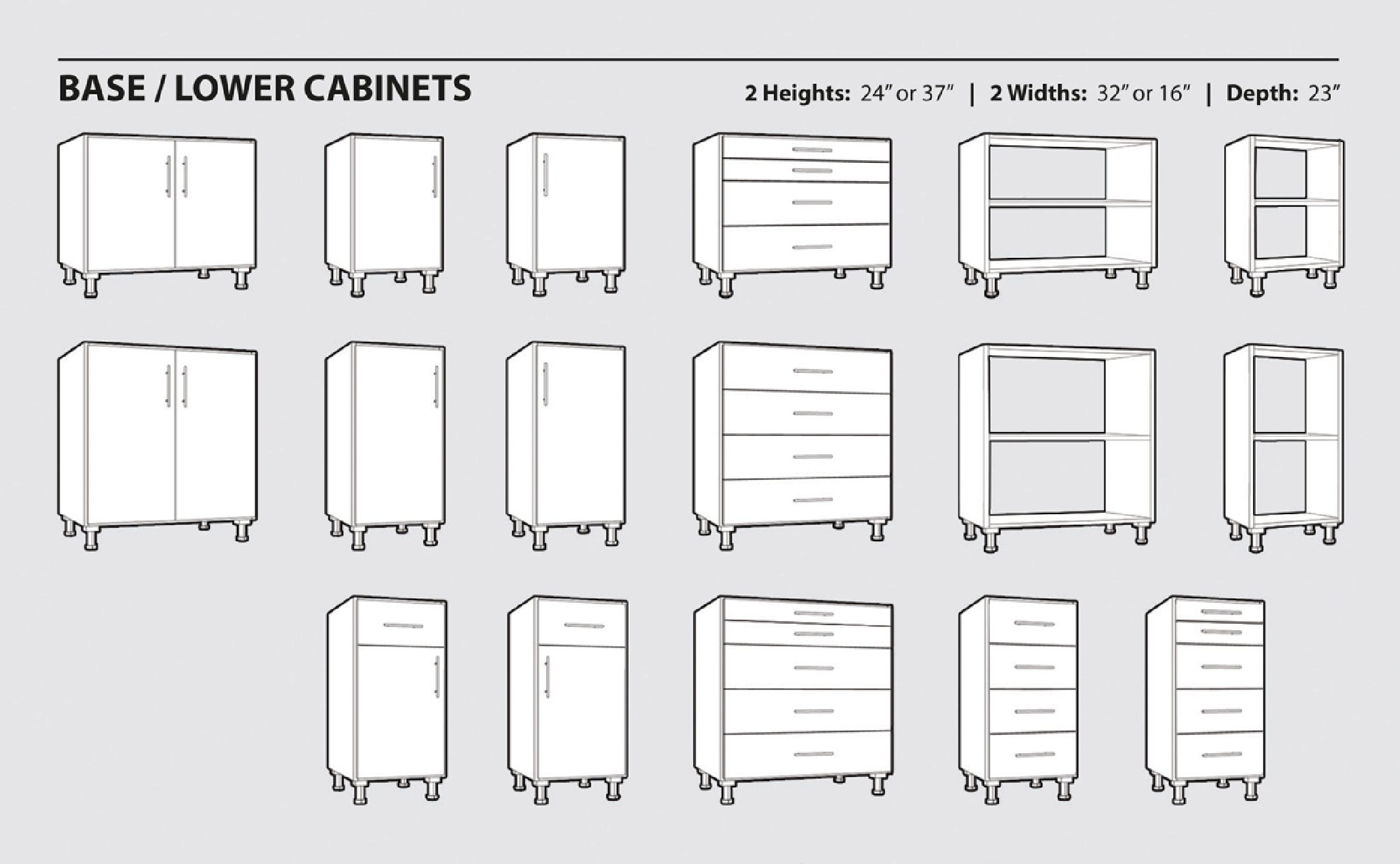 Lower Cabinet Choices There are many lower garage cabinet choices