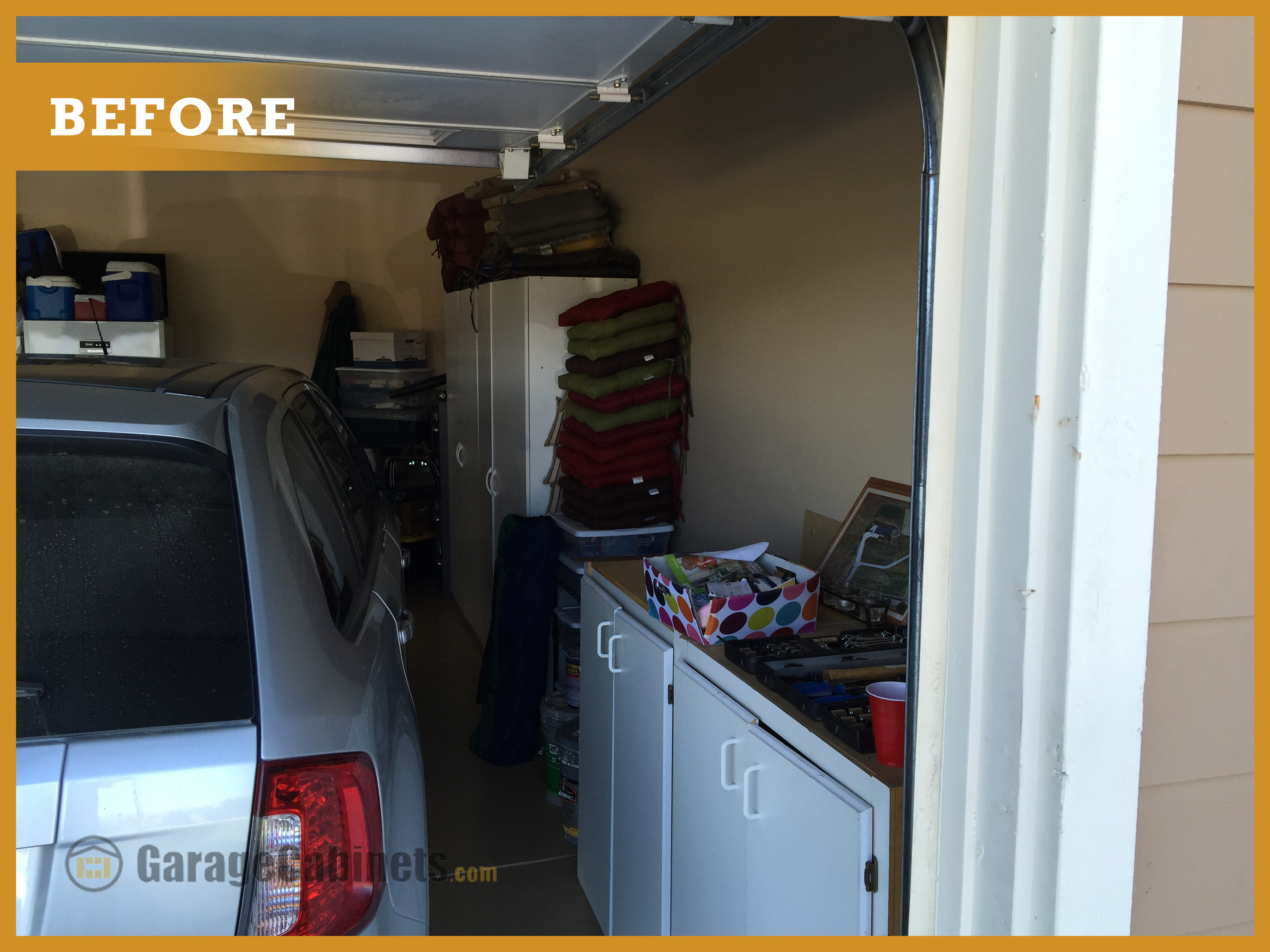 Garage storage solutions are needed here. 