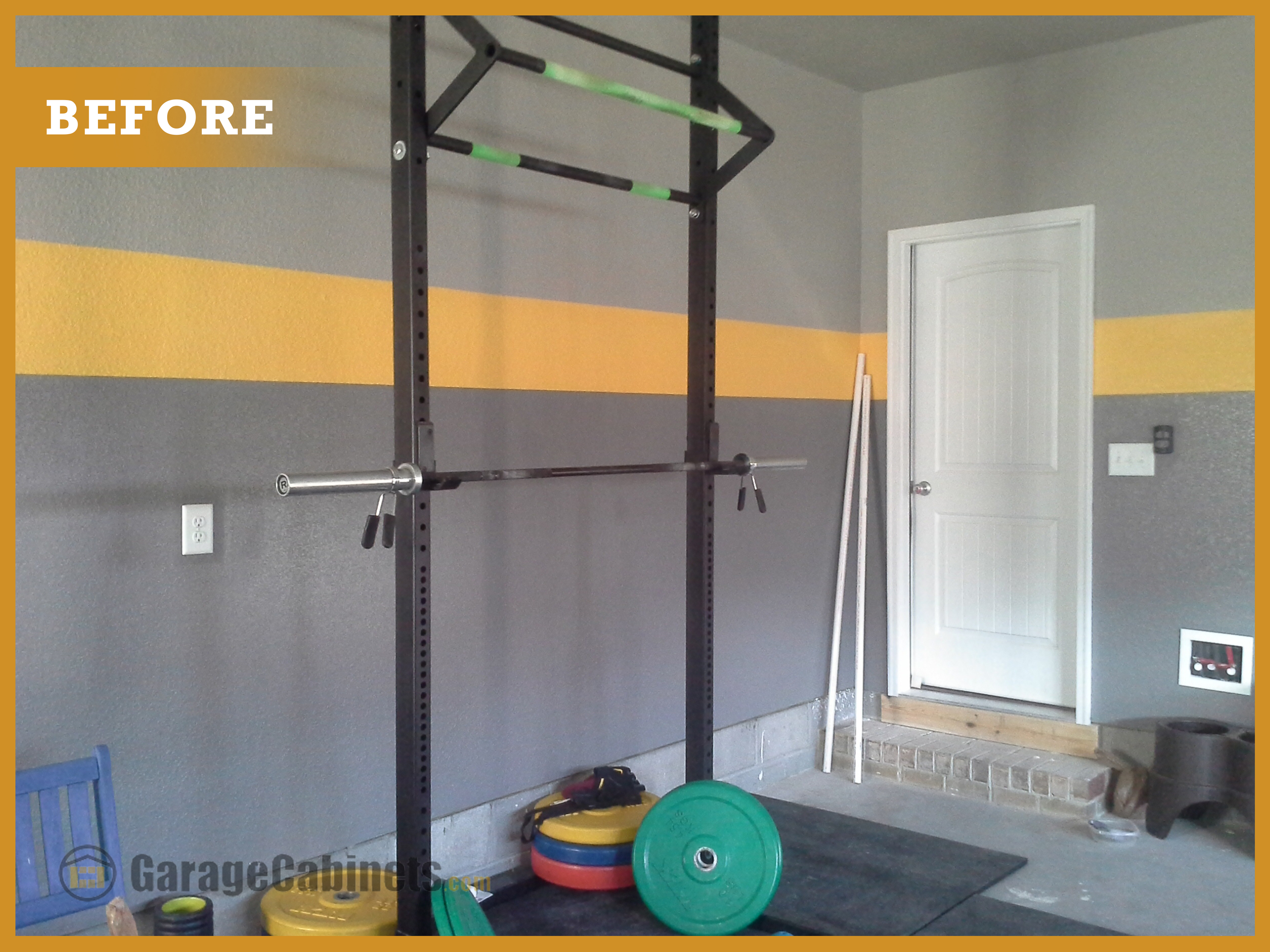 "Before" photo of a garage gym