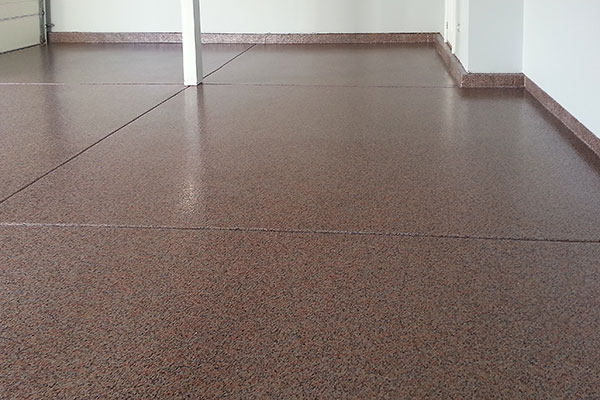 Brown fleck epoxy flooring