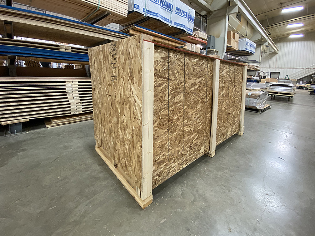 Crated cabinets ready for shipment