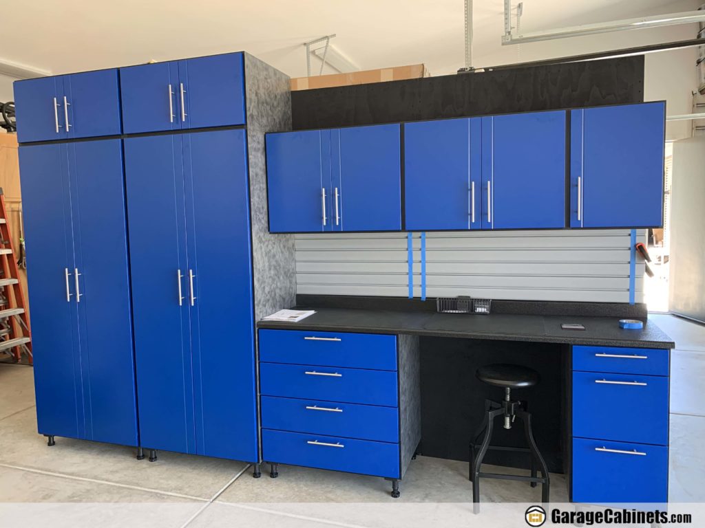 blue garage cabinets
